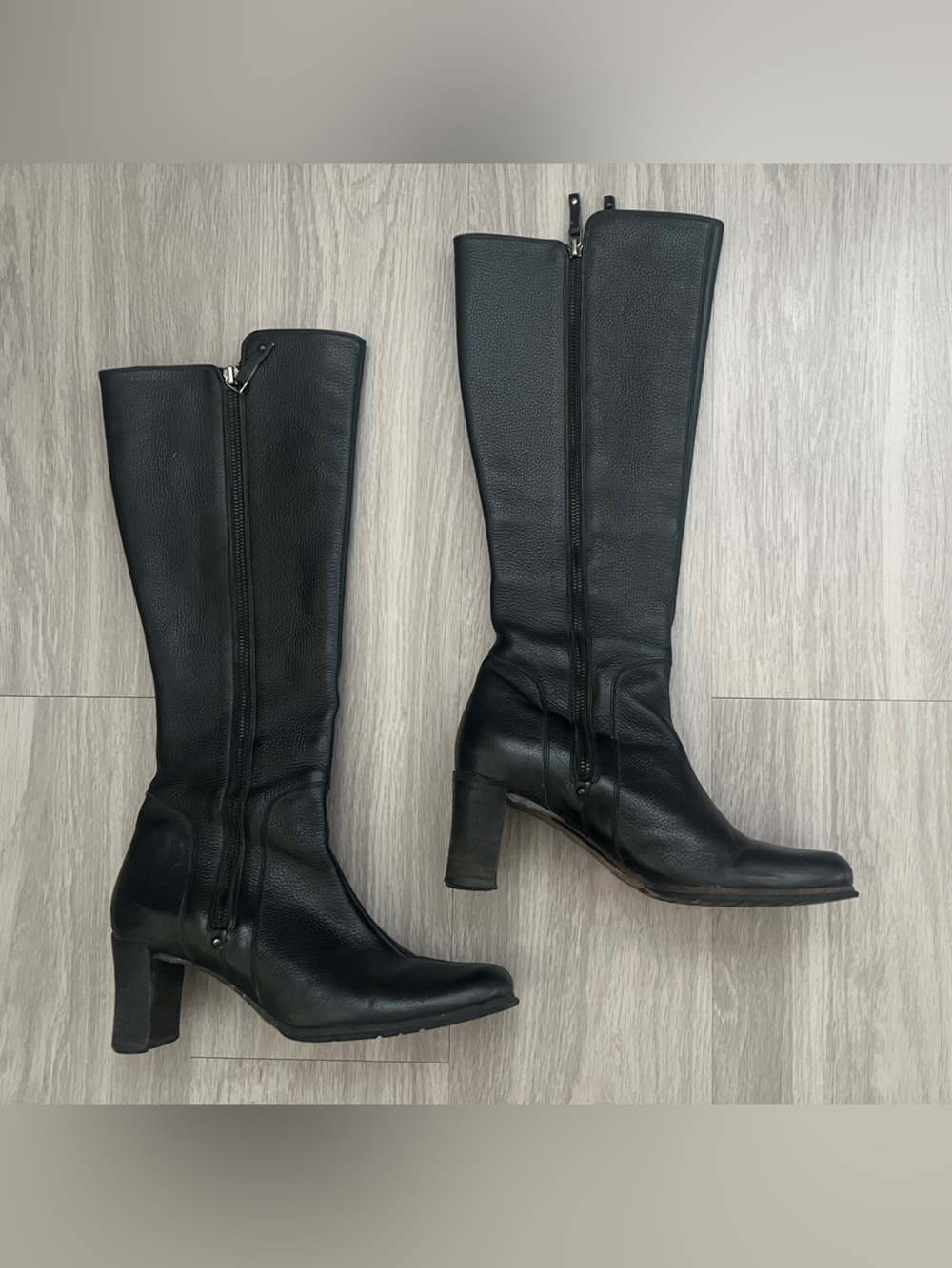 Cole Haan Black Leather Mid-Calf Boots Women’s 8B Vibram Block Heel